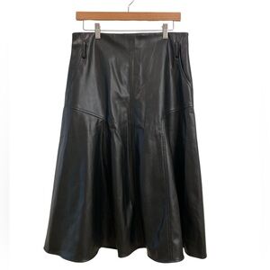 NWT DX Collection Black High Waisted Faux Leather Skirt Size Large